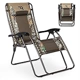 TR Outdoor Zero Gravity Chair Heavy Duty Support 400Lbs Padded Reclining Folding Patio Lounge Chair with Removable Headrest Adjustable Recliner (CAMO)