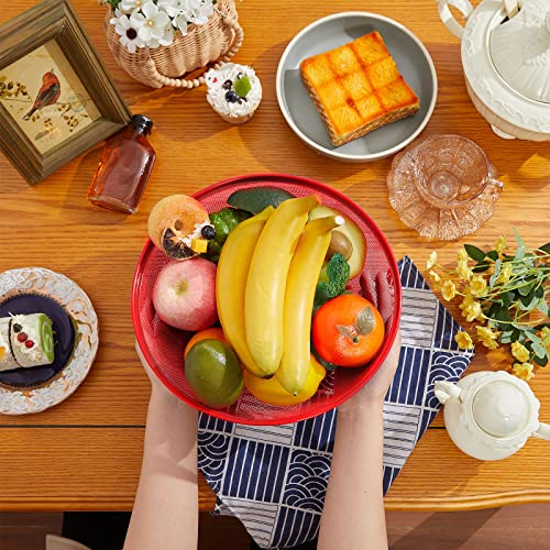 2 Pieces Apple Shaped Fruit Basket Red Metal Wire Mesh Holder Covered Fruit Bowl For Kitchen Counter Mesh Fruit Holder Fruits Storage Drain Basket Apple Basket Food Strainers For Banana Vegetables #TOP3