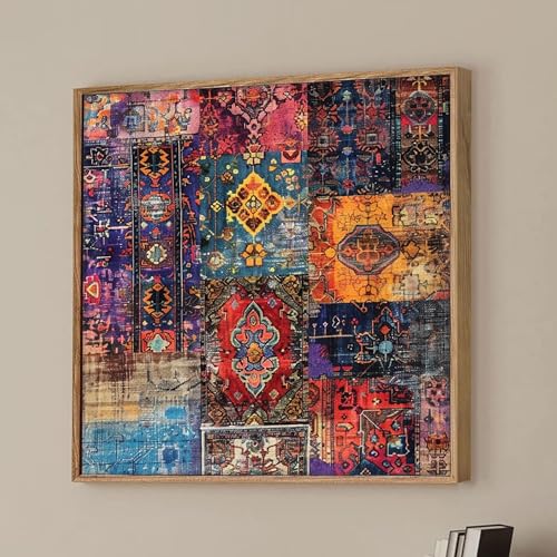 Image of PAINTINGMANTRA Large Framed Canvas Painting Colorful Abstract Wall Painting,Decorative Modern Paintings For Home, Living Room, Hotel Bedroom And Office Decor (Multi Size 23x23 Inch)