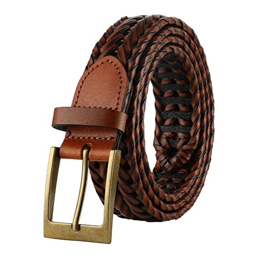 Lavemi Mens Belt, Leather Woven Braided Belts for Men Casual Jeans Dress Golf,Gift Boxed (35-2828-2 Brown 115)