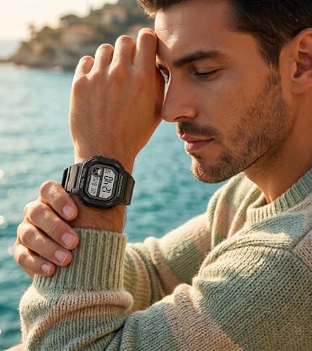 Image of V2A DIGITRON-KUBIX 3043 Digital Watch for Men | Retro Square Display | Urban Streetwear Sports Watch with Dual Time, Countdown Timer, Alarm, Backlight & 50M Water Resistance