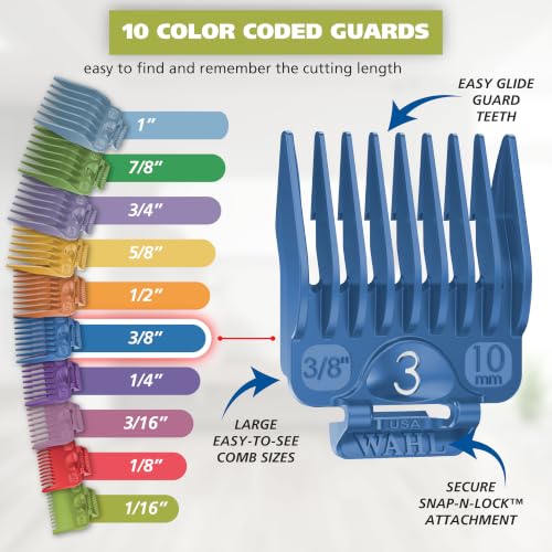 Image of Wahl Clipper USA Color Pro Complete Haircutting Kit with Easy Color Coded Guide Combs - Corded Clipper for Hair Clipping & Grooming Men, Women, & Children - Model 3029694