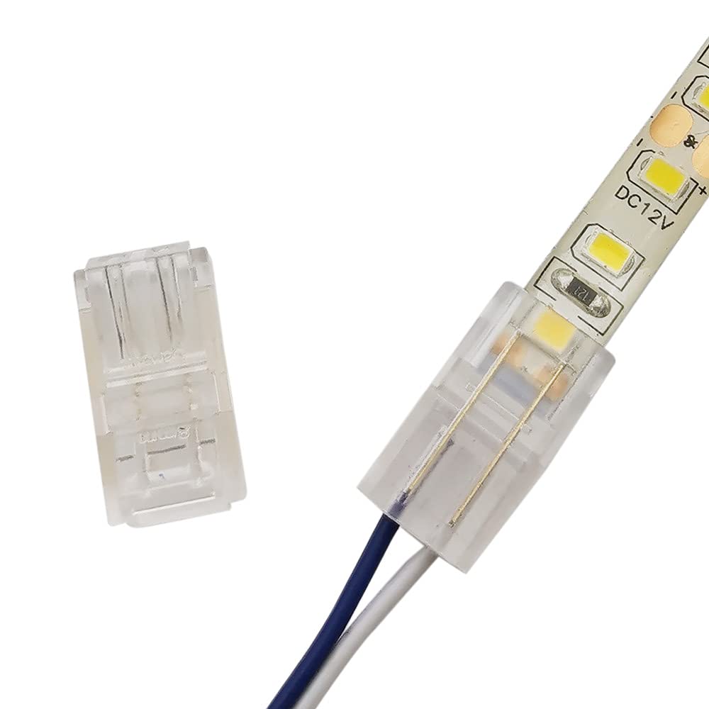 Buy Masterwon 2 Pin LED Strip to Wire Connectors 8mm Unwired Clips ...