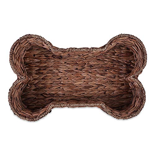 Bone Dry Pet Storage Collection, Bone Shape Hyacinth Toy Basket, Dark Brown, Small - Image 4