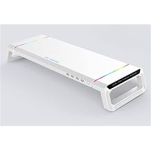 Monitor Stand Riser Foldable RGB Computer Monitor Riser with 4 USB Ports Foldable Monitor Drawer Storage Up to 27 Inch Computer Screen Holder for iMac Laptop Printer Home Office School