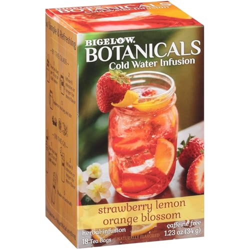 Botanicals Cold Water Infusion Strawberry Lemon Orange Blossom Herbal Tea, Caffeine Free Tea with Strawberry, Lemon and Orange Flavor, 18 Count Box...