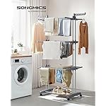 SONGMICS Clothes Drying Rack Stand 4-Tier, Foldable Laundry Drying Rack 68.1-Inch Tall, Steel, Rolling Clothes Horses Dryer Rack, Easy to Assemble, Indoor Outdoor Use, Dove Gray ULLR701G01 - Image 2