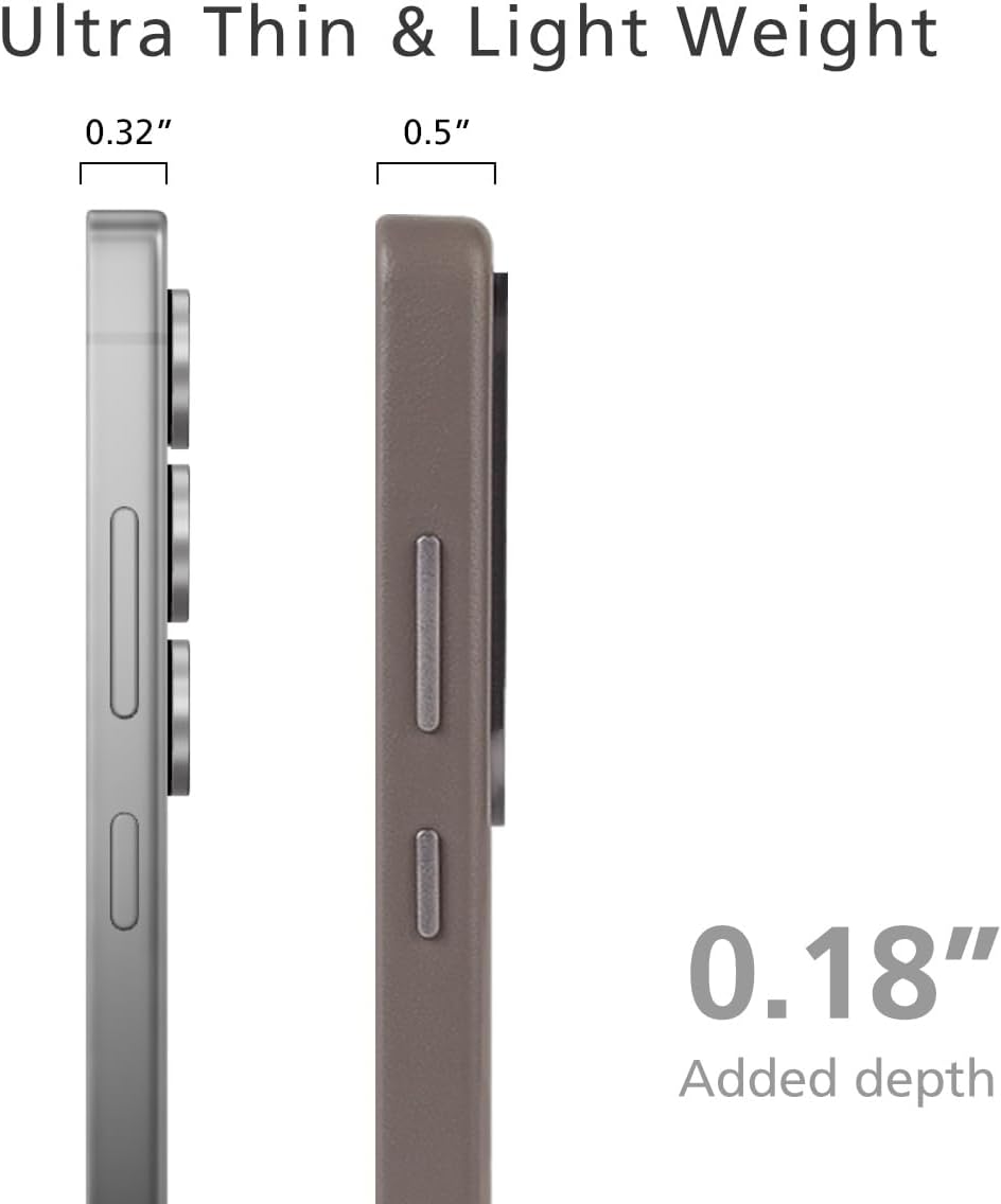alto Magnetic Leather Case Compatible with Samsung Galaxy S25 Ultra and MagSafe, CLOP Series Drop Protective Italian Leather Cover (S25 Ultra, Cement Gray, 6.9 inch, 2025)