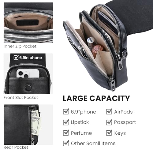 Image of HESHE Small Leather Crossbody Bag for Women RFID Phone Purse with Card Slot