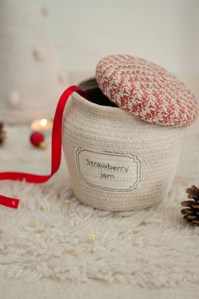 Lorena Canals Children's Jam Jar Storage Basket for Decoration or Children's Room, Handmade in Cotton, Colour: Natural, Size: Ø 20 x 23 cm