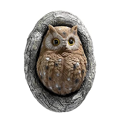 Ornement d'animal De Jardin Extérieur De Bande Dessinée De Résine De Sculpture De Hibou, Artisanat d'art De Tenture Murale De Hibou 3D, Approprié Aux Ornements De Mur De Cour Cover