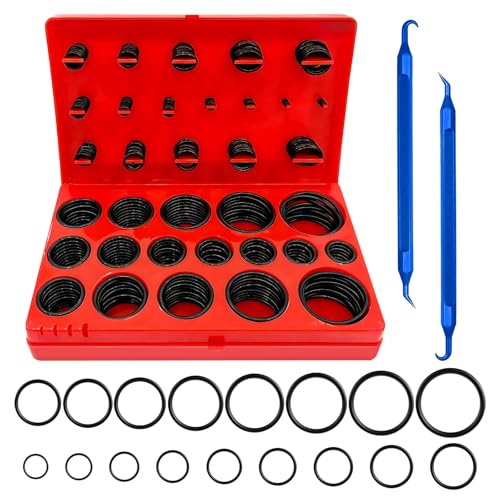 419 PCS O-Ring Assortment Kit, 32 Metric Sizes Nitrile Rubber O Rings, with 2 Hook, Oil &amp; Heat Resistant Sealing Gaskets for Automotive, Plumbing, Fuel Systems, Air/Gas Connections, Pneumatics Repair