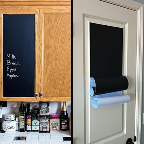 Image of DreamKraft Black Chalkboard Wall Sticker 45 x 200 cm | Self-Adhesive Removable Vinyl Writing Sticker with 5 Chalks | Reusable Chalkboard Decal for Home, School, Office, Kitchen, Kids Room