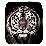 Northwest Wild Heritage Raschel Throw Blanket, 50' x 60', White Tiger