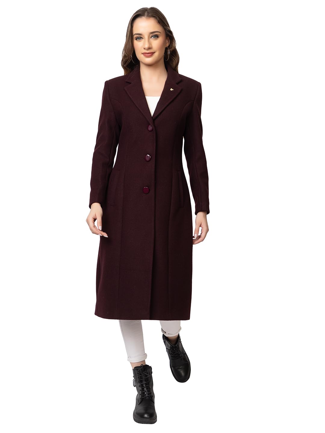 twenty me Winter Wear/Casual Wear/Outdoor Wear/Wool Blend/Collared/Solid/Full Sleeve Women's Coat (4164)-picture-13