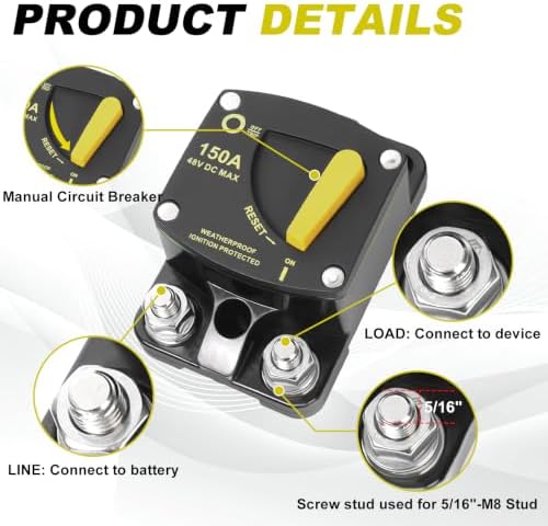 PCLMLES 150A Circuit Breaker, 12V-48V DC - 1