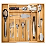 perfecta para el almacenamiento - encaja perfectamente en casi todos los tamaños de cajón estándar es 45,5 cm de largo, 5 cm de profundidad, y que van desde 35,5 cm - 48 cm de ancho. almacenar fácilmente cubiertos, utensilios de cocina y otros aparatos.