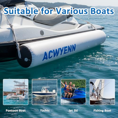 ACWYENN 6FT/10FT Inflatable Boat Bumpers for Docking, Large Inflatable Boat Dock Fenders and Bumpers for Fishing Boat, Pontoon Boat, Yachts and Jet Ski (10'x18 Grey) by ACWYENN - Image 4