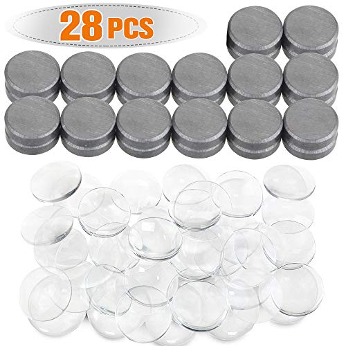 Anpro Ceramic Magnets for Crafts with Transparent Glass Cabochons, Clear Glass Dome (25mm)
