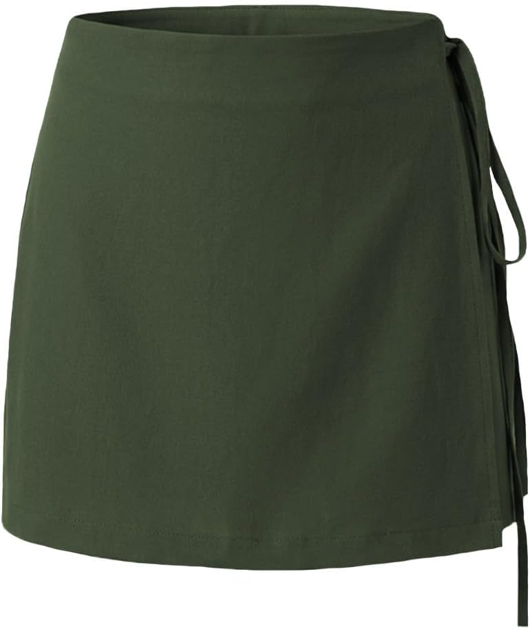 Women’s Wrap Tie Skort Shorts High Waisted Casual Shorts with Side Knot Tie Solid Mini Skirt Bottoms for Summer