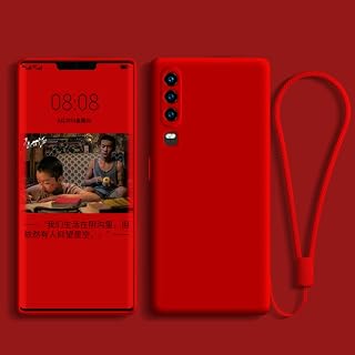 Funda de Silicona líquida para teléfono Huawei P50 P40 Lite P30 P20 Lite Pro Mate 40 30 20 Pro Correa Suave Color sólido contraportada, Rojo, para Huawei Mate 40