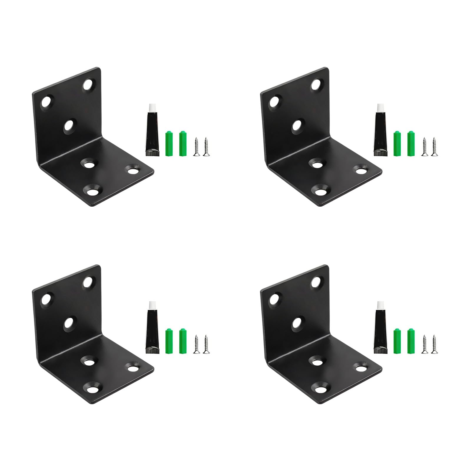 CUNZJIA 4Pcs Heavy Duty Stainless Steel Shelf Brackets L Shaped Corner Brace for Furniture Reinforcement and Wall Mounting