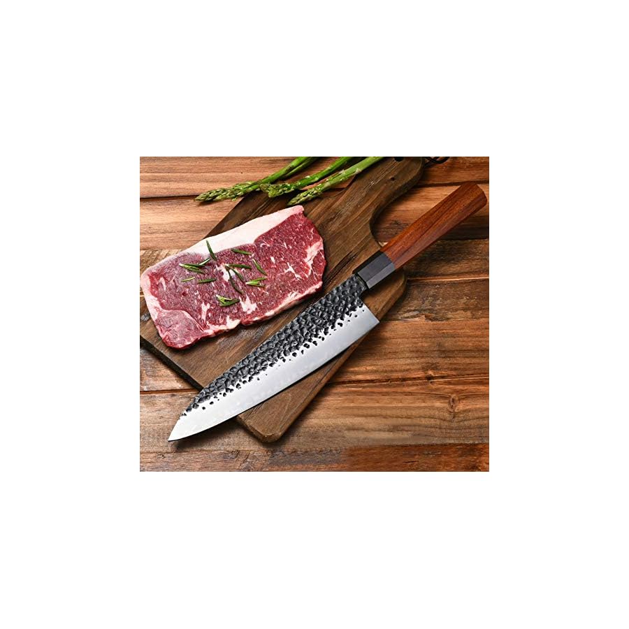 YAIBA 8 Inch Chef Knife Professional Japanese Chef Knife 3 layers 9CR18MOV Clad Steel Japanese Kitchen Knives Gyuto Knife Sushi Knife for Kitchen