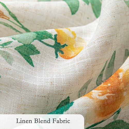 Image of MYSKY HOME Linen Floral Curtains 84 Inches Long 2 Pcs Sage Green Semi Sheer | Light Filtering Privacy Protect Curtains for Bedroom Farmhouse Style Decorative Drapes Back Tab for Home, 50 inch Wide Each Panel