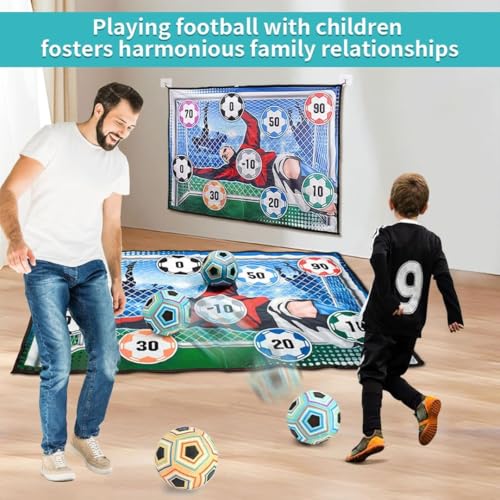 Image of The Game Factory Sticky Football Soccer Game Set for Kids | Indoor Outdoor Target Kick Game with 6 inch Adhesive Ball, Hooks, Stakes & Target Mat | Toys for Boys & Girls | Birthday Gift for Kids