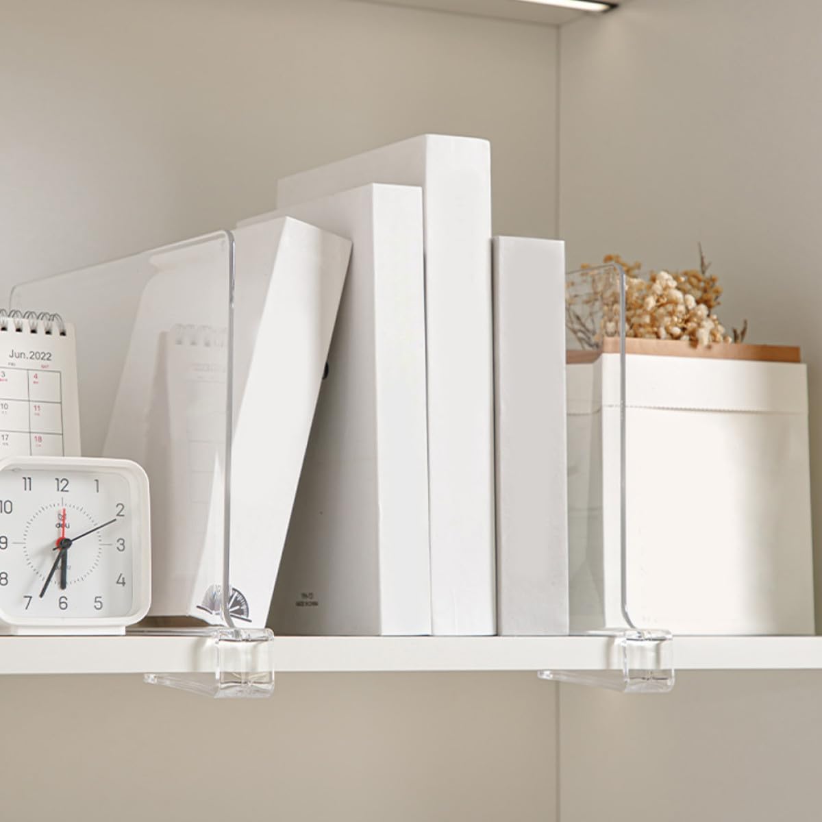 6pcs Shelf Dividers for Closet and Bookshelf Organizer, Vertical Storage Panels for Clothes and Cabinet Separation, Nail-Free Installation for Home Storage