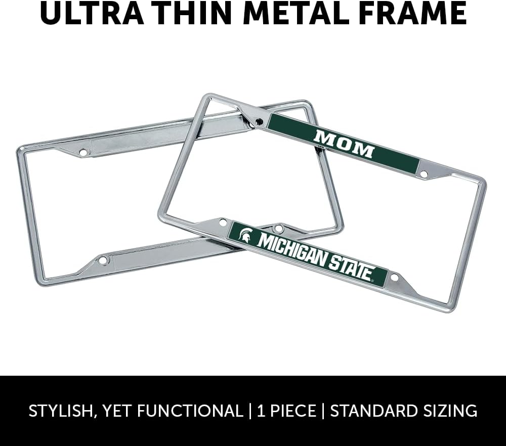 Desert Cactus Michigan State University Car Accessories Spartans Metal License Plate Frame and Tag Holder for Front or Rear of Car (Mom)