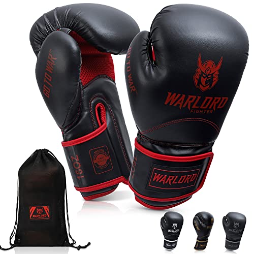 Warlord “Yari” Superior Boxing Gloves Men, Muay Thai Gloves, Mma Gloves, Kickboxing Gloves, Punching Bag Gloves, Boxing Bag, Heavy Bag Gloves, Boxing Equipment, Pre Workout Sets (Black/Red, 12 Oz) #TOP13