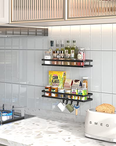 Couwilson Spice Rack Organizer Wall Mounted 15.7In 2 Pack Hanging Seasoning Spice Organizer Shelf, Spice Rack Storage For Cabinet Or Wall Mount With 4 Strong Hooks, For Kitchen, Bathroom… #TOP5