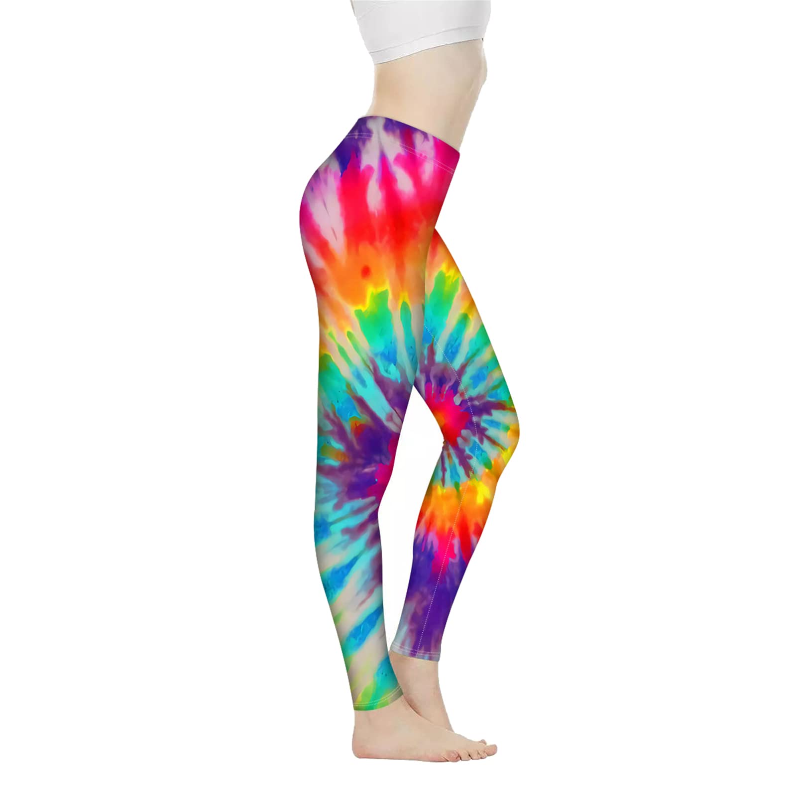Biyejit Women's Tie Dye Print Leggings High Waisted Tummy Control Yoga Pants Workout Running Legging