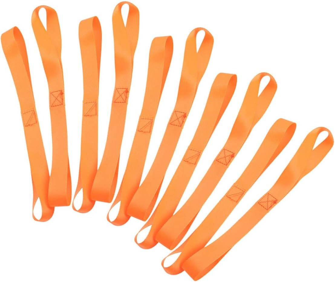 STAHAD 20pcs Loop Tie Down Straps 25mm Wide Orange Webbing Vehicle Fix Straps with Soft Loops for Motorcycle Bicycle Cargo Securing and Auto Roof Rack Use