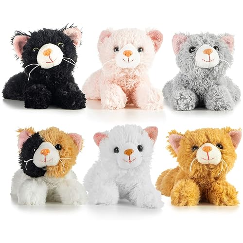 PREXTEX Realistic Looking Small Cat Stuffed Animal - 6 inch Stuffed Kittens with Lifelike Details - Plush Cat Set for Kids, Pet Toys, Home Decor, or Cat Lady Costume - Soft and Huggable - 6 Pack by PREXTEX - Used condition - US$26.24