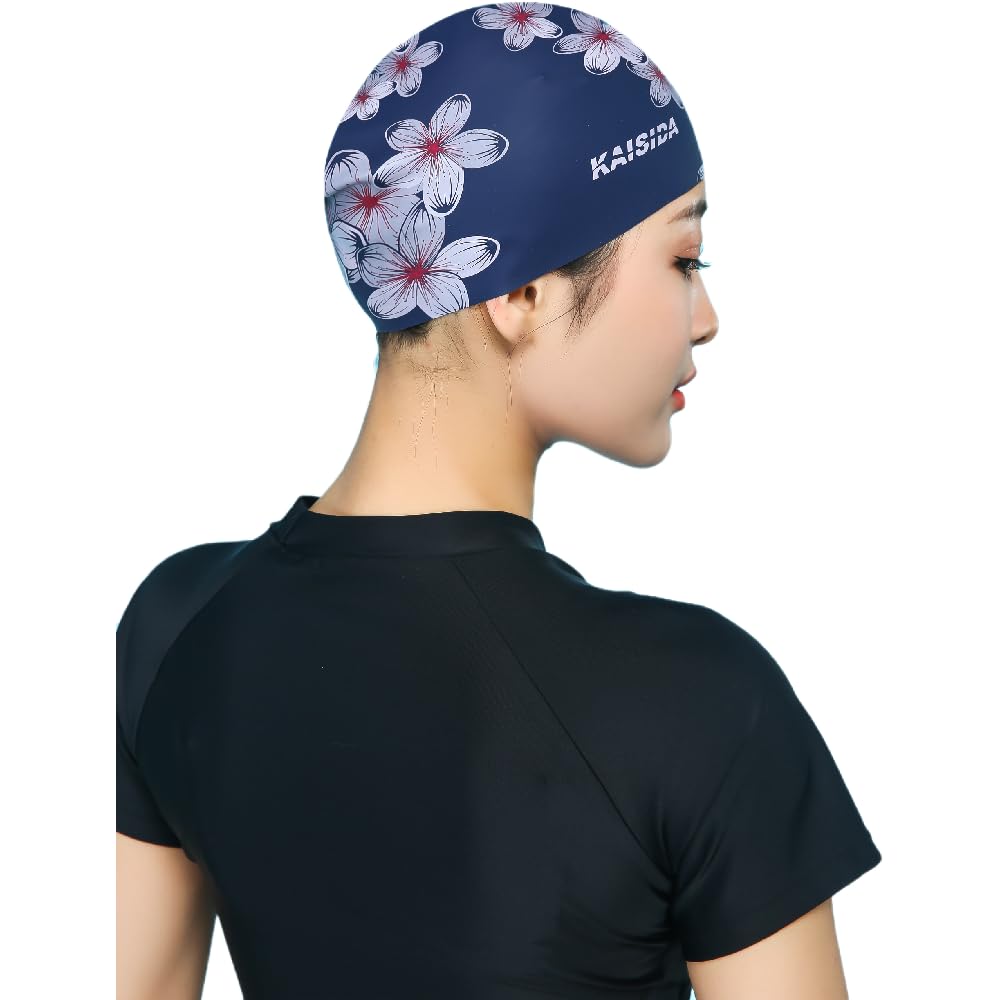 KAISIDA Womens Swim Cap for Long Hair High Elasticity Thick Silicone Swimming Hats for Women Unisex Adults Bathing Swimming Caps Keep Your Hair Dry - Image 2