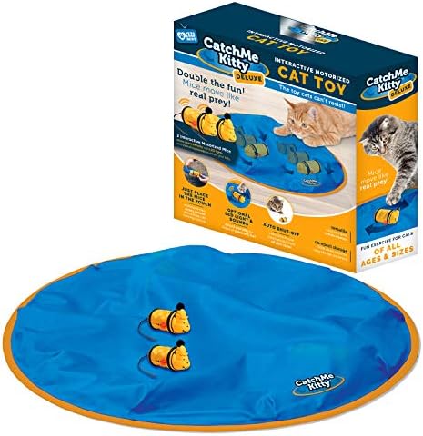 Catch Me Kitty- Interactive Cat & Mouse Toy, 2- Electronic Mice with Unpredictable Movements, 15 Minute Auto Shut Off, Optional Light & Sound to Attract your Cat for Hours of Play, Exercise & Fun!