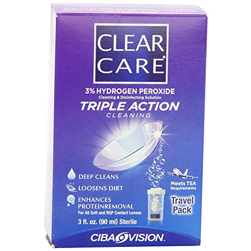 Clear Care Contact Lens Cleaning Disinfecting Solution Travel Pack - 3oz, Pack of 2