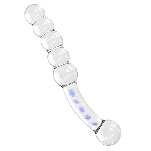 Anal Beads, Glass G-spot Dildo Pleasure Wand, Crystal Double-Ended Dildo Penis with Raised Beads Mushroom Tip, Anal Butt Plug Vaginal Stimulator for G-spot Stimulation Personal Masturbation by LVFUNCO