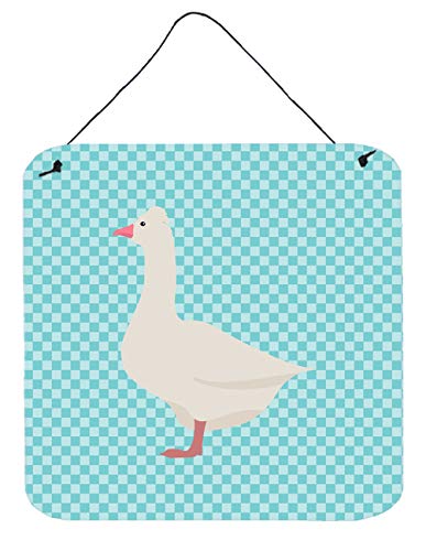 Caroline's Treasures BB8072DS66 Roman Goose Blue Check Wall or Door Hanging Prints Aluminum Metal Sign Kitchen Wall Bar Bathroom Plaque Home Decor, 6x6, Multicolor