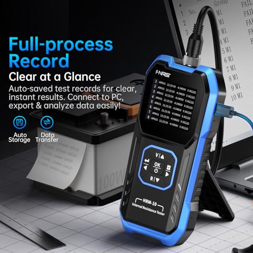 Image of FNIRSI HRM-10 Voltage Internal Resistance Battery Tester, Milliohmmeter 100V 200Ω, Car Battery Tester, Battery Checker Tester for All Types of Batteries, AAA AA Battery, By Skyking (3 Probes set)