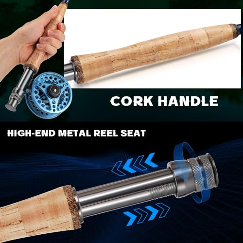 Sougayilang Fliegenfischenrute und Rollen Combo, 4-teilige leichte tragbare Graphit Fliegenrute und CNC-gefertigte Aluminiumrolle Komplettpaket mit Rutenhülle-B-5/6
