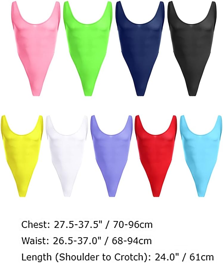ABAFIP Mens Lingerie Solid Color Semi See Thru High Cut Thong Leotard Bodysuit Scoop Neck Mankini Swimwear Underwear - Image 4
