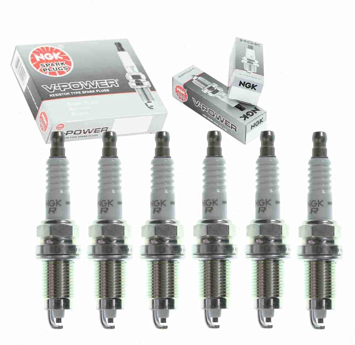 6 pc NGK V-Power Spark Plugs compatible with Jeep Wrangler 4.0L L6 1991-1998