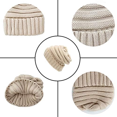 CheChury Winter Hat Scarf and Gloves Set Warm Knitted Scarf Beanie Hat and Touch Screen Gloves Set for Women Skiing Hat Outdoor Sports Scarf Gloves Sets