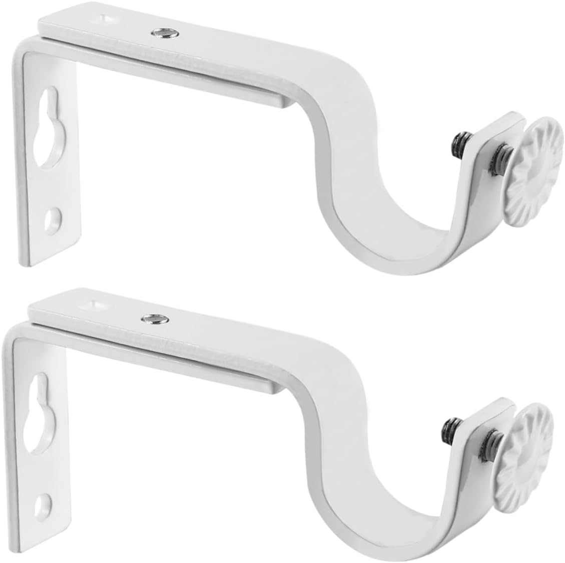 2 Pair White Curtain Rod Bracket Drapery Rod Rack Holder Easy Installation for Home Decor