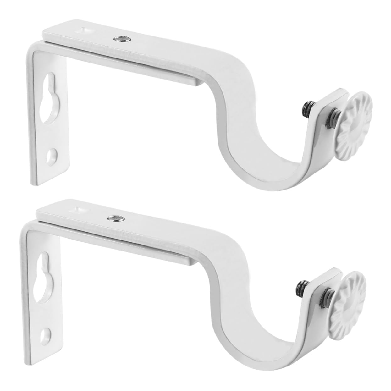 VINTORKY 2 Pair White Curtain Rod Bracket Drapery Rod Rack Holder Easy Installation for Home Decor