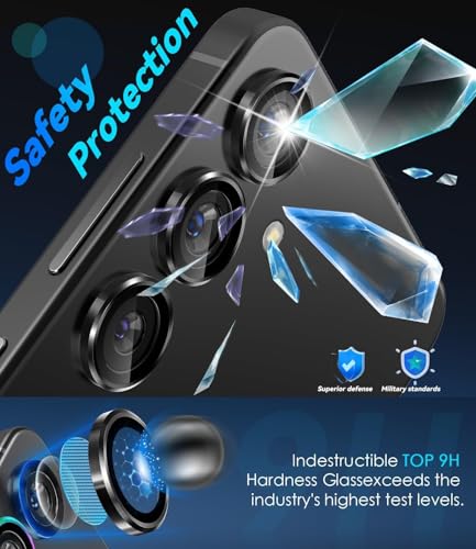 Image of ZARALA Camera Lens Frame Glass Compatible with Samsung Galaxy S25 FE 5G Tempered Glass Aluminum Alloy Frame Individual Camera Lens Protector Cover (Galaxy S25 FE 5G, Black)