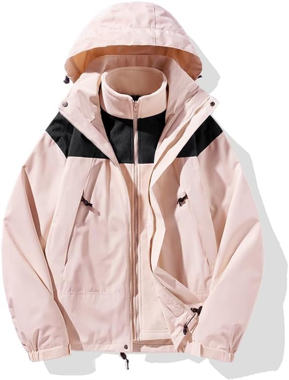 Unisex 3-in-1 Winter Jacket with Fleece Lining, Outdoor Windproof and Waterproof Outer Layer
